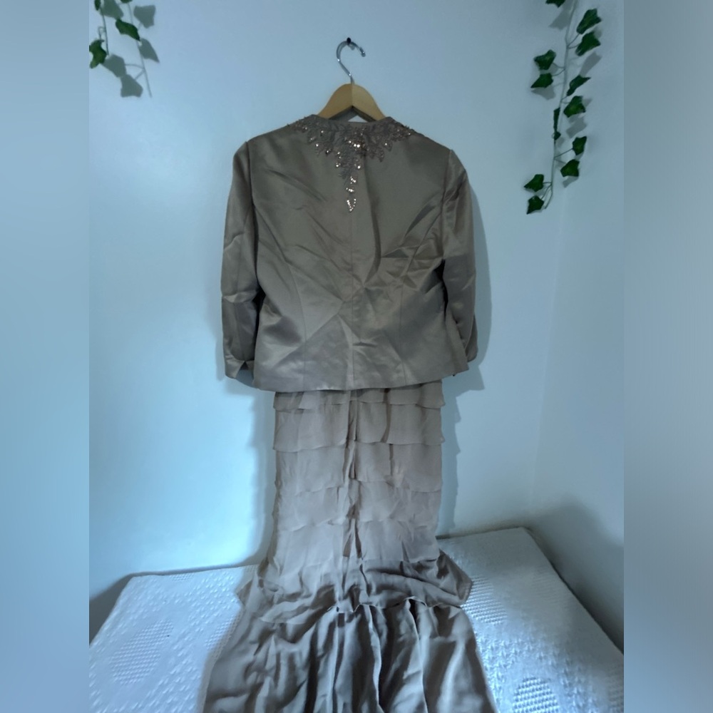 Alex Evenings Taupe Layered Maxi Dress with Jacket - Picture 5 of 7